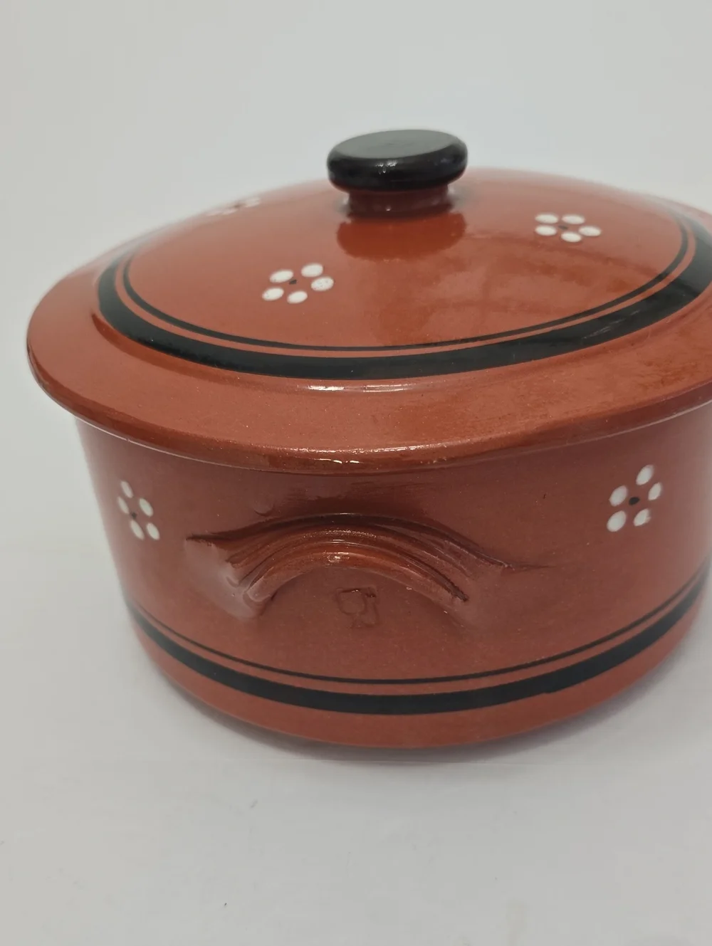 Portuguese Terracotta Clay Casserole Dish Handpainted Panela De Barro